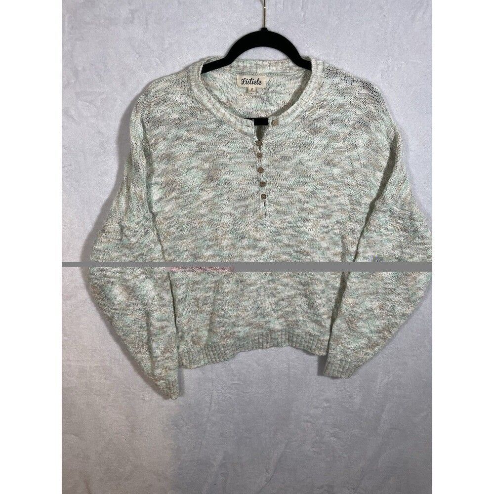 Listicle oversized sage green/blueHenley sweater